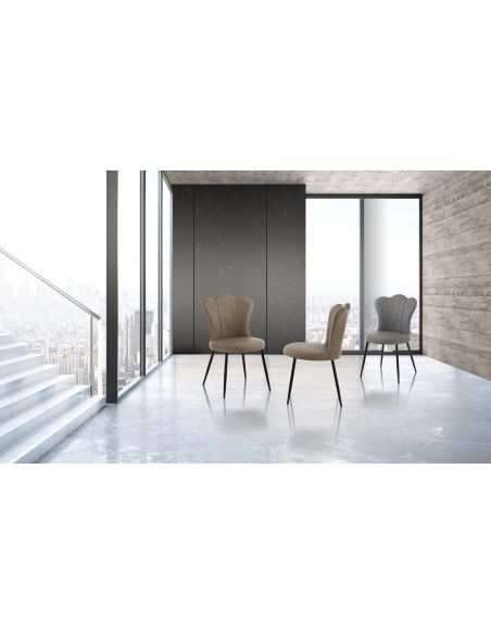 Set 4 sedie imbottite in pelle sintetica Tarja Grey