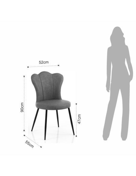 Set 4 sedie imbottite in pelle sintetica Tarja Grey