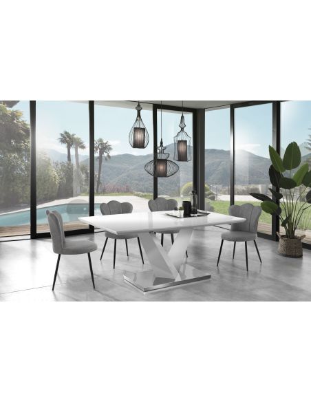 Set 4 sedie imbottite in pelle sintetica Tarja Grey