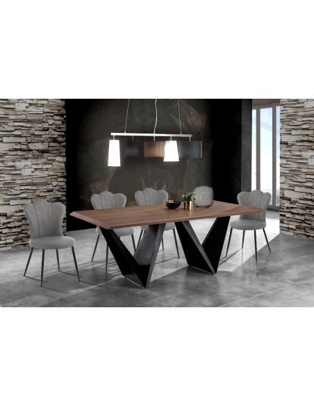 Set 4 sedie imbottite in pelle sintetica Tarja Grey