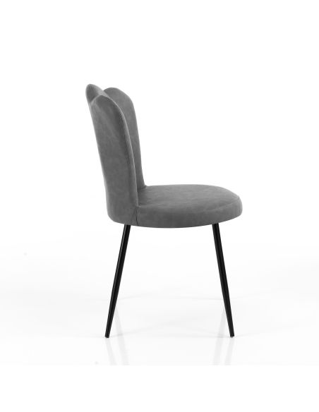 Set 4 sedie imbottite in pelle sintetica Tarja Grey