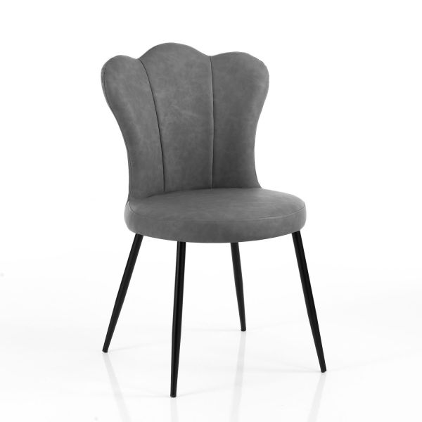 Set 4 sedie imbottite in pelle sintetica Tarja Grey