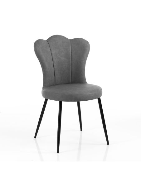Set 4 sedie imbottite in pelle sintetica Tarja Grey