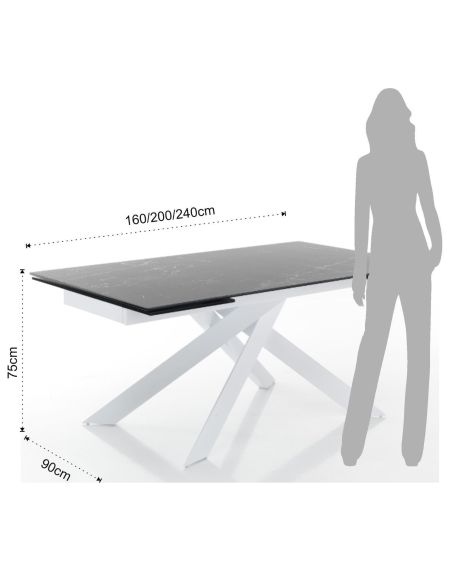 Tavolo con piano in ceramica allungabile Brydon Marble 2