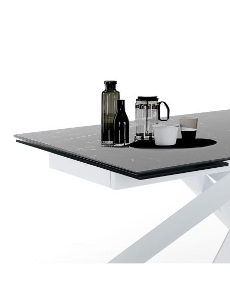 Tavolo con piano in ceramica allungabile Brydon Marble 2