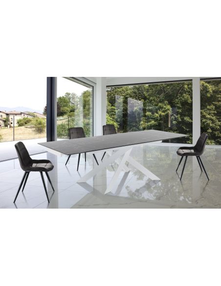 Tavolo con piano in ceramica allungabile Brydon Marble 2