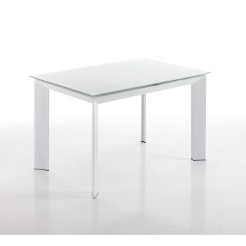 Tavolo allungabile moderno in metallo e vetro Riddal White 2