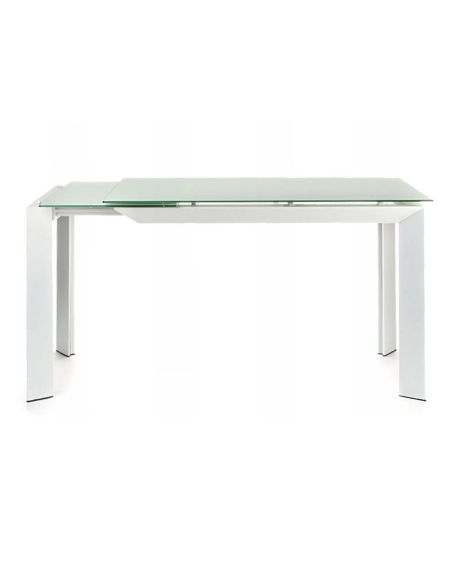 Tavolo allungabile moderno in metallo e vetro Riddal White
