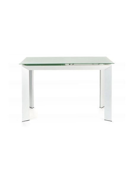 Tavolo allungabile moderno in metallo e vetro Riddal White
