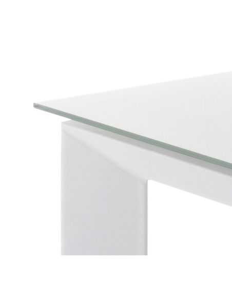 Tavolo allungabile moderno in metallo e vetro Riddal White