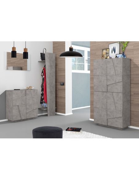 Scarpiera salvaspazio a due ante e 4 ripiani Taylor Cement