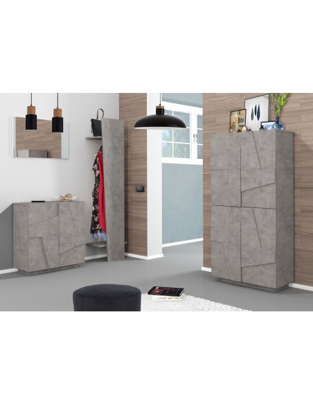 Scarpiera design a quattro ante e 8 ripiani Taylor Cement