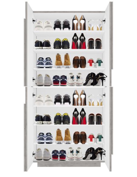 Scarpiera design a quattro ante e 8 ripiani Taylor Cement