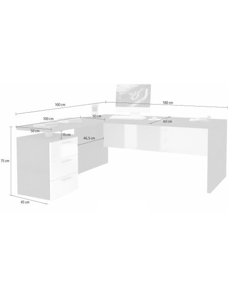 Scrivania ad angolo design moderno Naomi White Scrivania ad angolo design moderno Naomi White