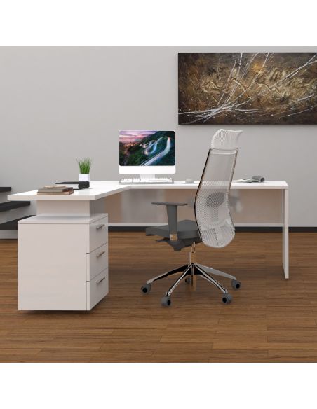 Scrivania ad angolo design moderno Naomi White Scrivania ad angolo design moderno Naomi White
