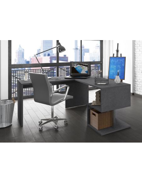 Scrivania ad angolo con libreria integrata Lionel Report