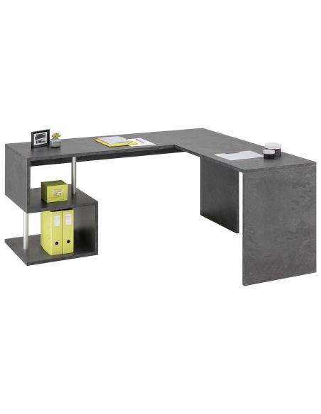 Scrivania ad angolo con libreria integrata Lionel Report