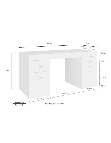 Scrivania salvaspazio con cassetti e ante Danny 130 Maple