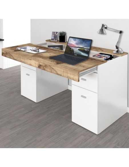 Scrivania salvaspazio con cassetti e ante Danny 130 Maple