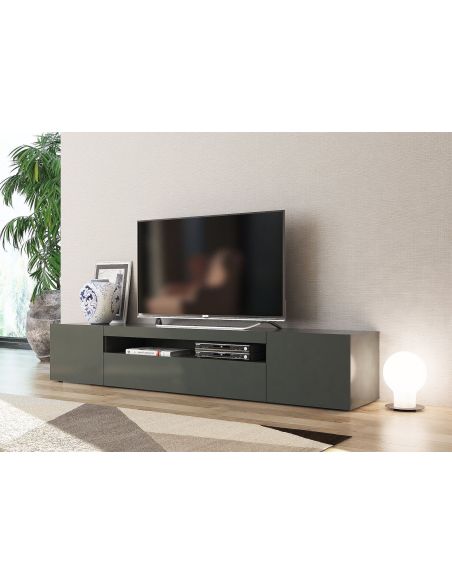 Mobile porta TV in legno L200 cm Bandol Anthrax