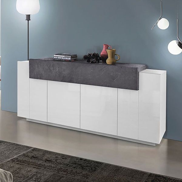 Credenza cucina design moderno bianco lucido Krisen Report