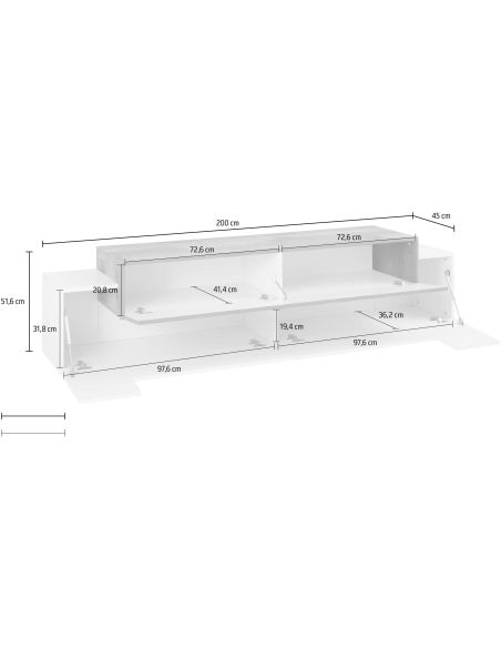 Mobile porta TV 200 cm laccato lucido Krisen Maple Mobile porta TV 200 cm laccato lucido Krisen Maple