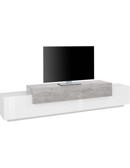 Mobile TV 240 cm in MDF laccato bianco Krisen Cement