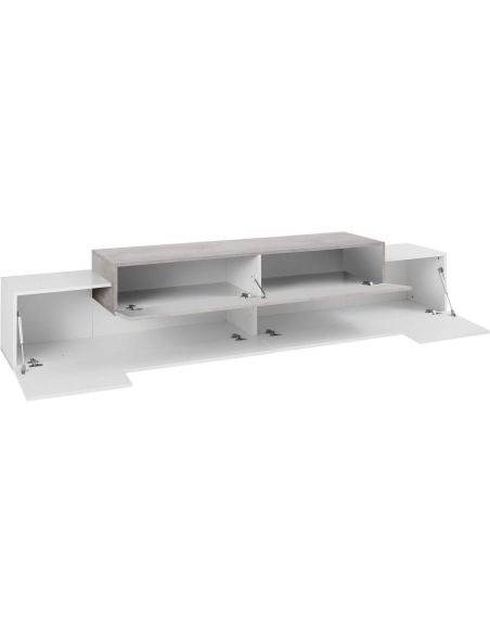 Mobile TV 240 cm in MDF laccato bianco Krisen Cement