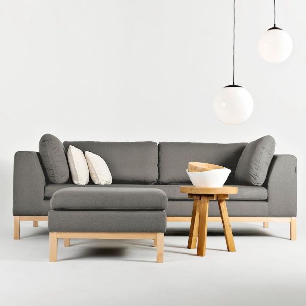 Divano tre posti design moderno Rusdal Wood Grey