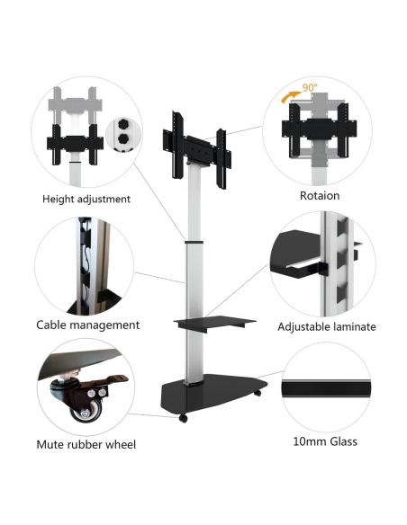 Carrello porta TV Agile regolabile e ruotabile