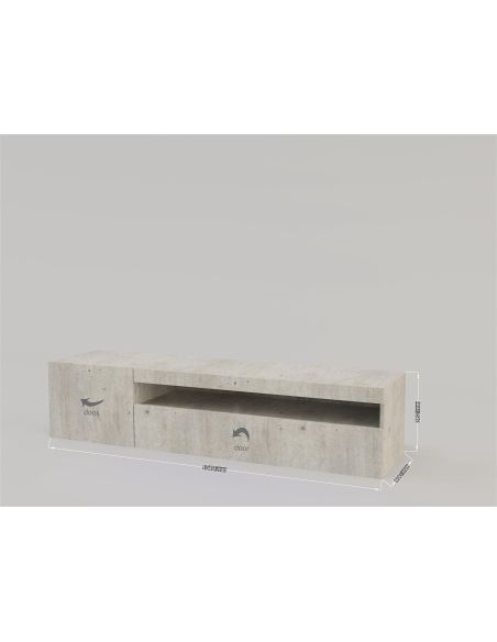 Base porta TV in legno MDF Bandol 150 Cement Base porta TV in legno MDF Bandol 150 Cement