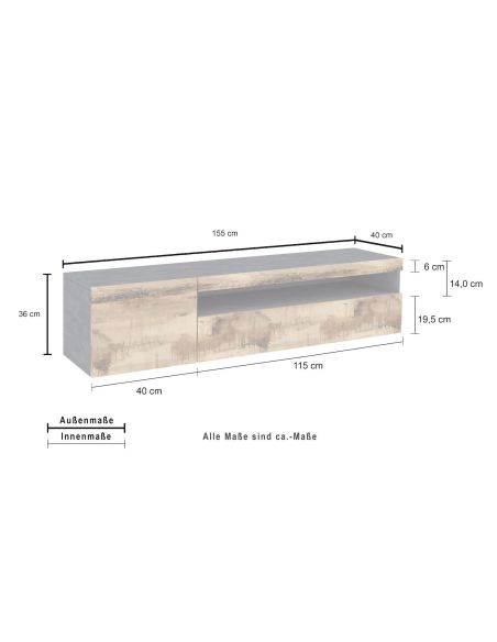 Mobile TV moderno Bandol 150 Slate Maple