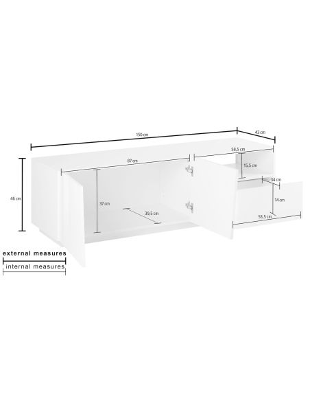 Madia porta TV design moderno Annabel 2A/1C/1V White