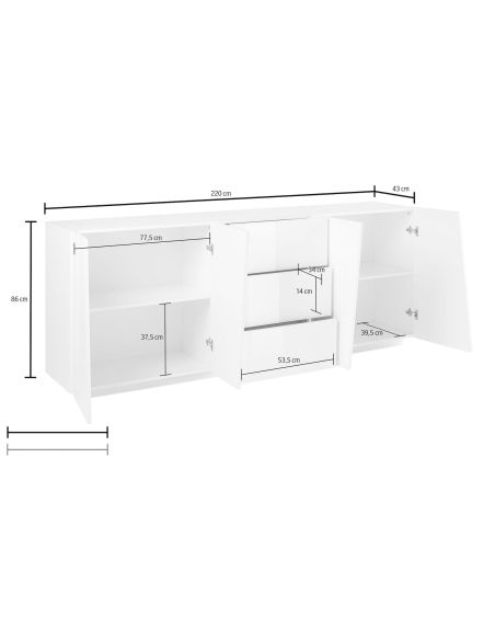 Credenza moderna Annabel 4A/3C Slate