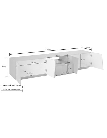 Mobile porta TV design moderno Annabel 4A/1C/1V White