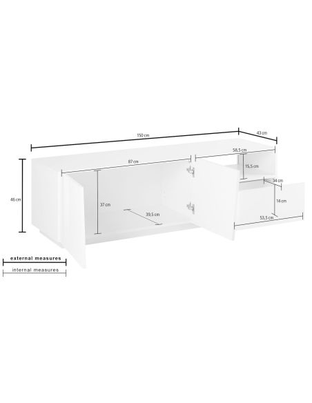 Madia porta TV design moderno Annabel 2A/1C/1V Slate