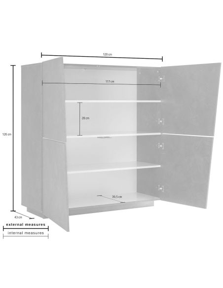 Credenza moderna Annabel 4A Slate