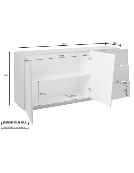 Credenza moderna Annabel 2A/3C White