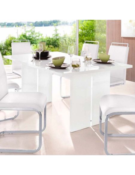 Tavolo da pranzo bianco lucido Declan