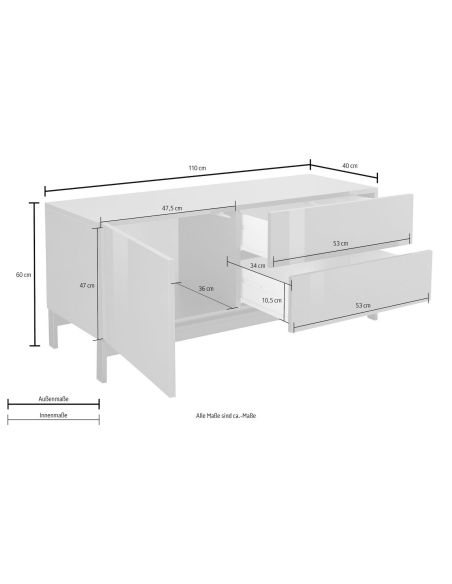 Mobiletto TV Teodor 1A/2C+ White