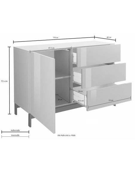Mobiletto porta TV moderno Teodor 1A/3C+ Anthrax