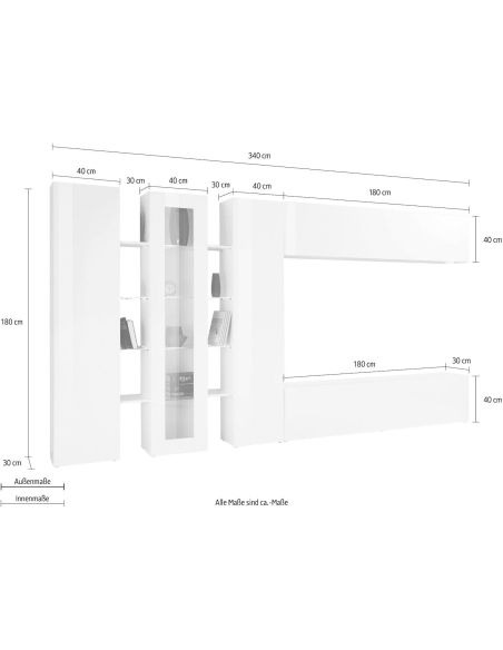 Parete attrezzata moderna Brody A