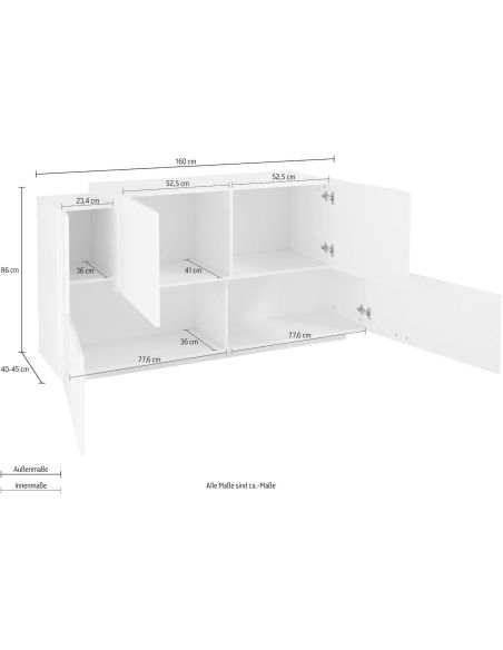 Madia moderna per cucina soggiorno Lukas 2A/2A WS