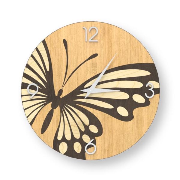 Orologio da parete design moderno in legno Butterfly Warm