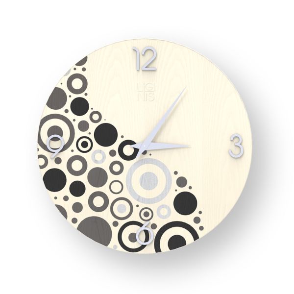 Orologio parete design moderno in legno intagliato Circles Cold