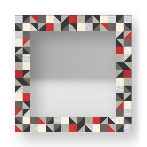 Specchio design in legno intarsiato a mano Triangles Colors