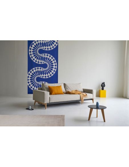 Divano letto matrimoniale con braccioli in tessuto materasso a molle Idun - 539 Bouclé, Beige