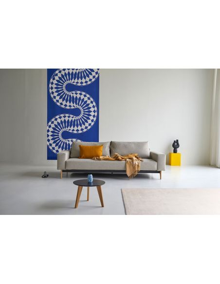 Divano letto matrimoniale con braccioli in tessuto materasso a molle Idun - 539 Bouclé, Beige