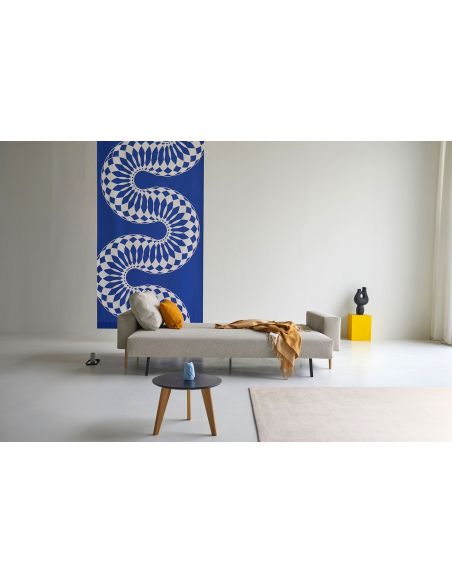 Divano letto matrimoniale con braccioli in tessuto materasso a molle Idun - 539 Bouclé, Beige
