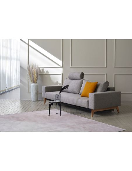Divano letto matrimoniale con braccioli in tessuto materasso a molle Idun - 521 Mixed Dance Grey
